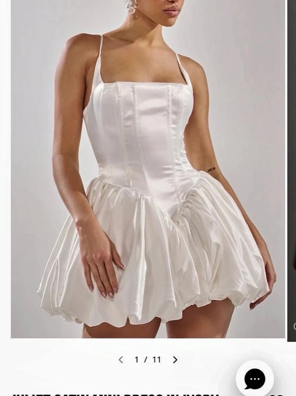Akira Juliet Satin Mini Dress in White Size Medium